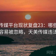 天美传媒平台现状复盘23：哪些问题最容易被忽略，天美传媒违法吗