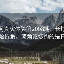 海角网真实体验第2008期：长期表现与风险拆解，海角论坛约的是真的吗