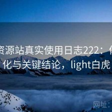 白虎资源站真实使用日志222：体验变化与关键结论，light白虎