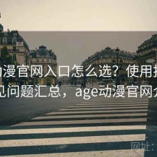 age动漫官网入口怎么选？使用技巧与常见问题汇总，age动漫官网介绍