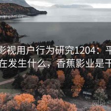 香蕉影视用户行为研究1204：平台生态正在发生什么，香蕉影业是干嘛的